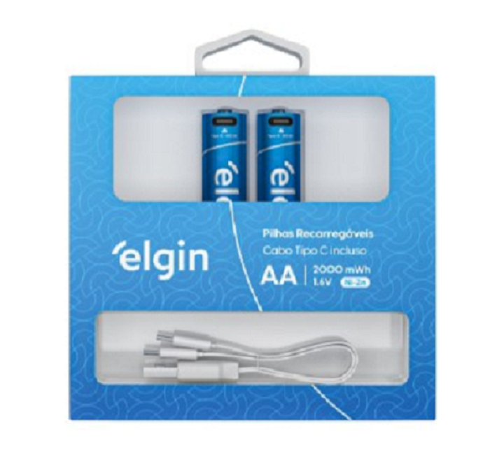 AA ELGIN RECARREGÁVEL COM CABO TIPO C