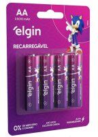 AA ELGIN RECARREGÁVEL 2500mAh 4UN
