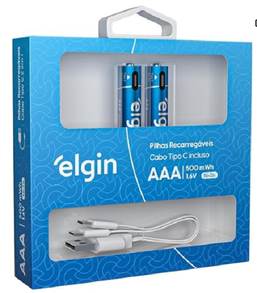 AAA ELGIN RECARREGÁVEL COM CABO TIPO C